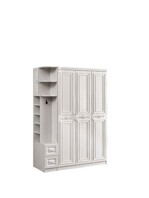 Guardarropa de madera blanco de la deformación anti con 3 la puerta ISO9001 a prueba de polvo