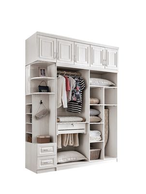 Guardarropa de madera blanco desmontable de Multiscene para el pequeño dormitorio ajustable